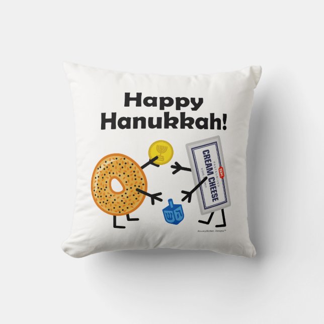 Bagel-u. Frischkäse - glückliches Chanukka! Kissen (Vorderseite)