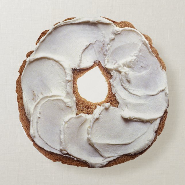 Bagel und Creme-Käse Rundes Kissen (Vorderseite)