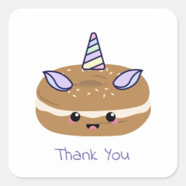 Bagel Unicorn Bagel Buddies Quadratischer Aufkleber