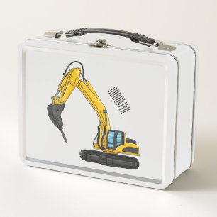 Bagger Cartoon-Illustration Metall Brotdose