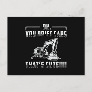 Bagger Drift Cars Niedlich Dig Construction Worker Postkarte