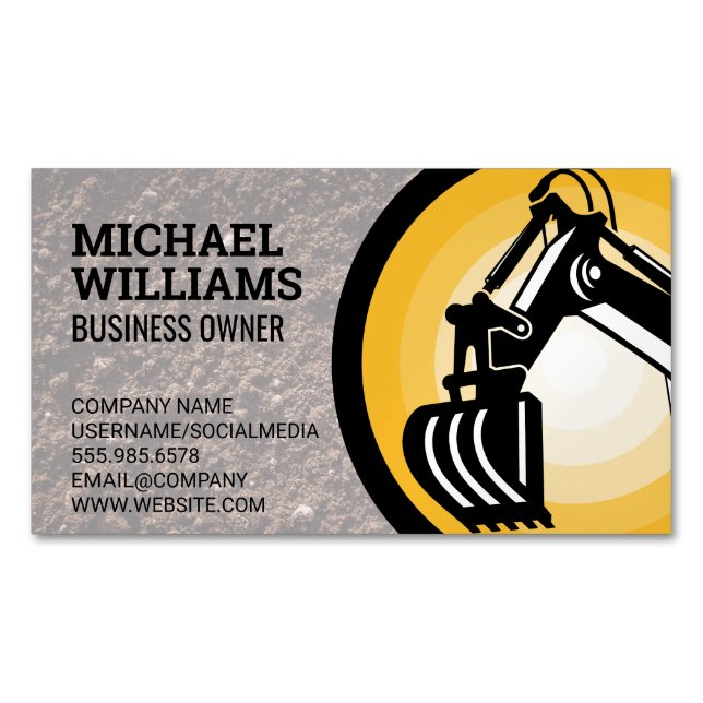 Bagger | Earth Mover Logo Magnetische Visitenkarte (Vorderseite)