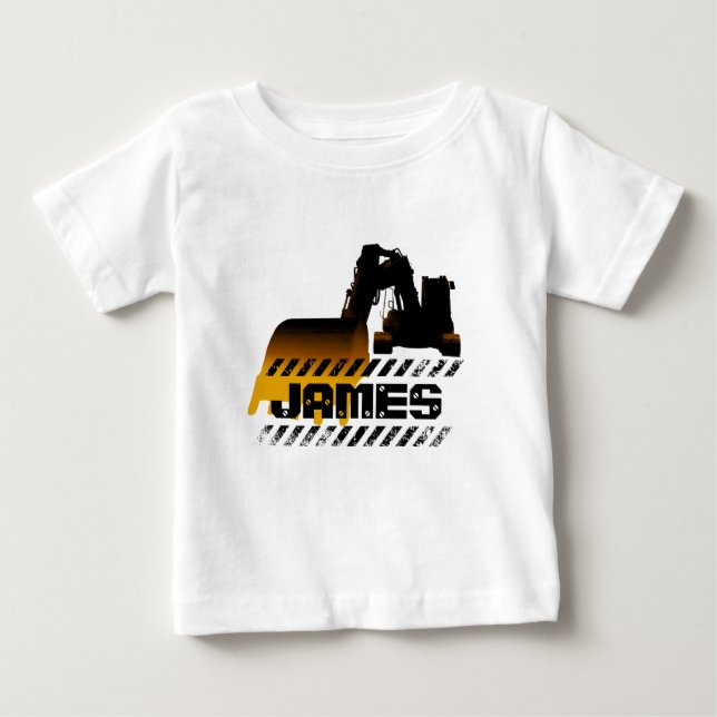 Bagger hinzufügen Name Baukasten Baby T-shirt (Vorderseite)