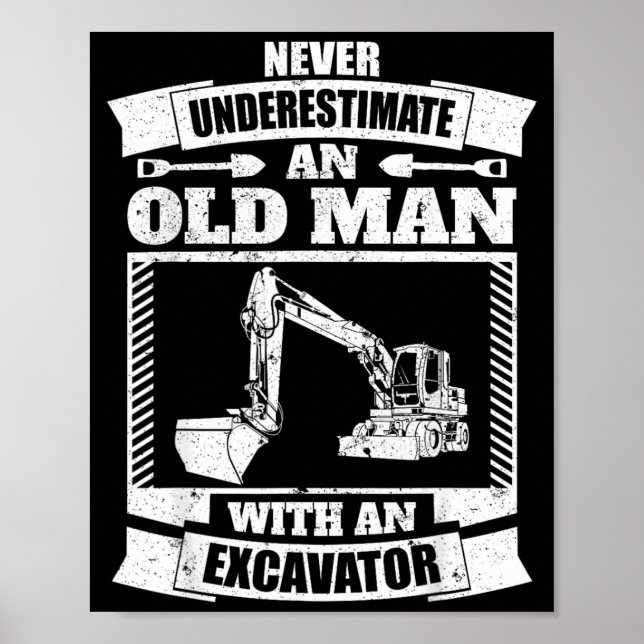 Bagger-Shirt Lustiger Backhoe Poster (Vorne)