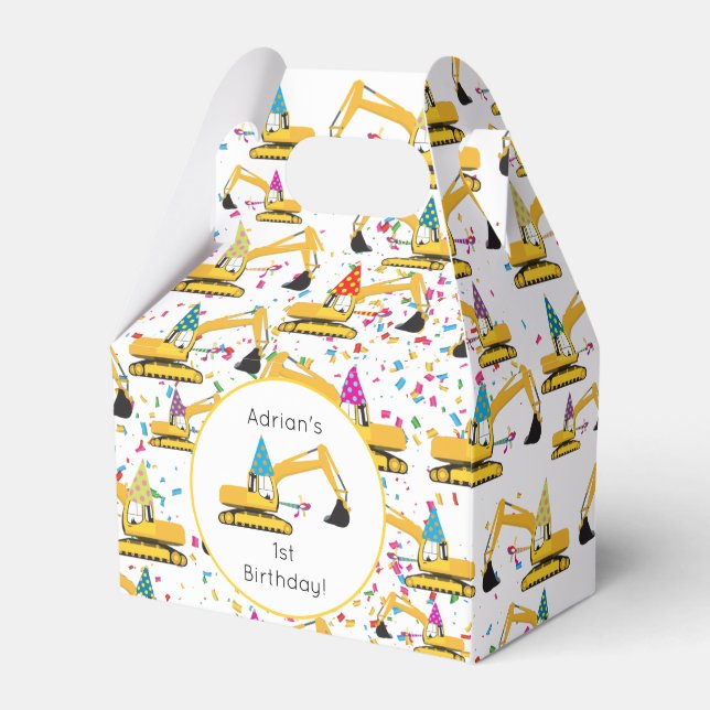 Baggerbauwagen Geburtstagspartei Geschenkschachtel (Vorderseite)