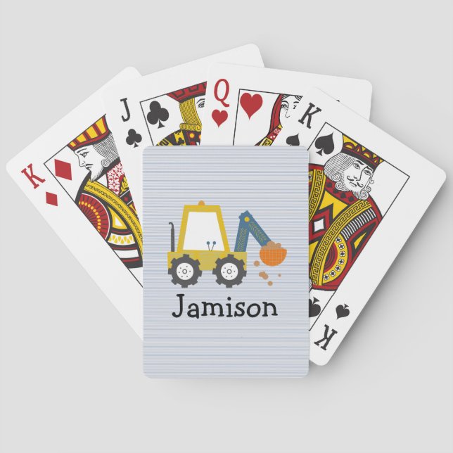 Baggerbauwagen gestreift spielkarten (Rückseite)