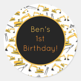 Baggerbauweise Runder Aufkleber