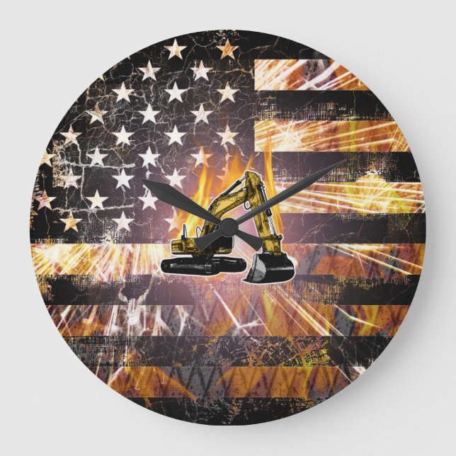 Baggerflagge Große Wanduhr (Vorderseite)