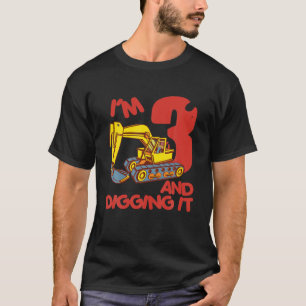 Baggerlastwagen 3 Jahre alter Digger Ich bin 3 Jah T-Shirt