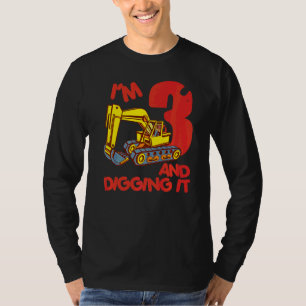 Baggerlastwagen 3 Jahre alter Digger Ich bin 3 Jah T-Shirt