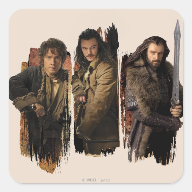 BAGGINS™, BARD THE BOWMAN™, & THORIN OAKENSHIELD™ QUADRATISCHER AUFKLEBER (Vorderseite)