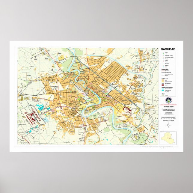 Baghdad City Iraq Map - 2003 Poster (Vorne)