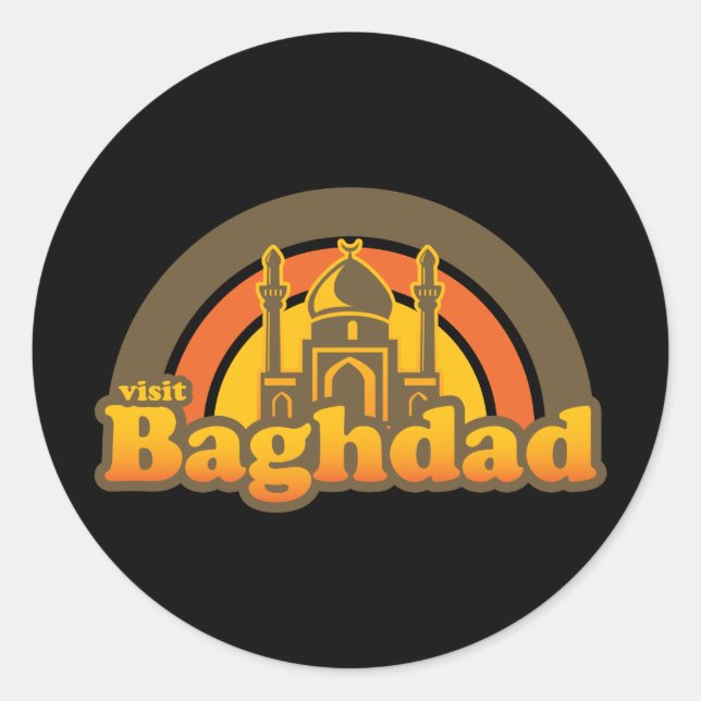 Baghdad Super Retro Runder Aufkleber (Vorderseite)