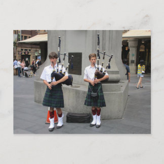 Bagpipe Buskers bei QVB Postcard Postkarte