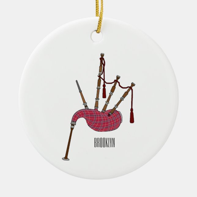 Bagpipe Cartoon Illustration Keramik Ornament (Vorne)