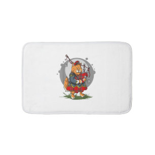 Bagpipe Cat Bagpipe Scottish Music Kitten Badematte