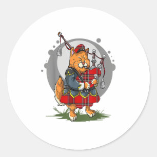 Bagpipe Cat Bagpipe Scottish Music Kitten Runder Aufkleber