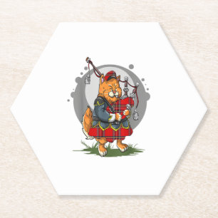 Bagpipe Cat Bagpipe Scottish Music Kitten Untersetzer