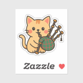 Bagpipe Cat Fun Design Aufkleber