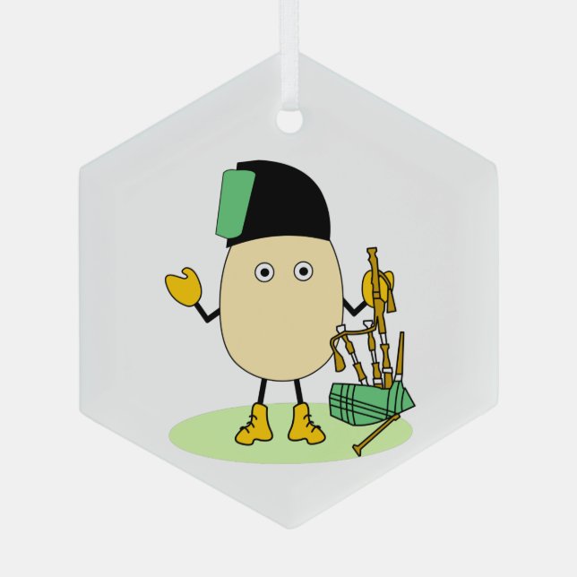 Bagpipe Egghead Ornament Aus Glas (Rückseite)