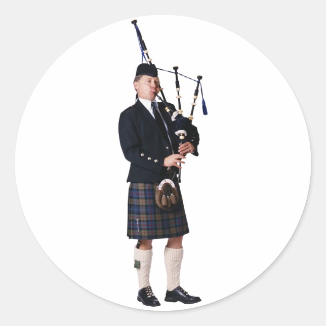 Bagpipe Musician Runder Aufkleber (Vorderseite)