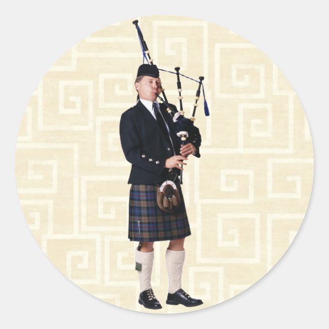 Bagpipe Musician Runder Aufkleber (Vorderseite)