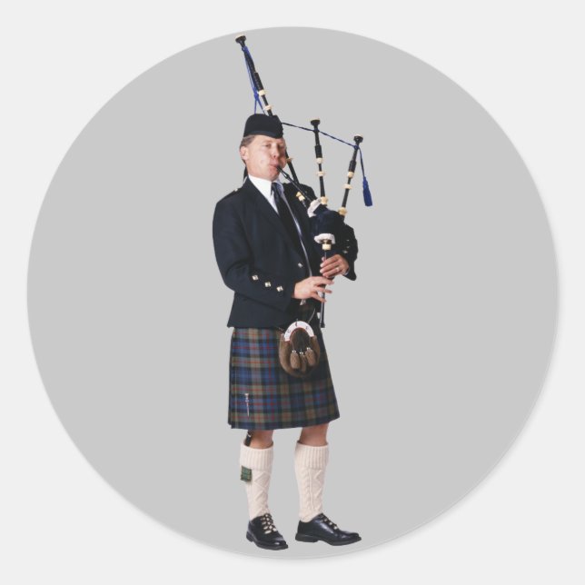 Bagpipe Musician Runder Aufkleber (Vorderseite)