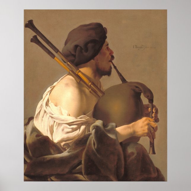 Bagpipe Player - H. ter Brugghen Fine Art Poster (Vorne)
