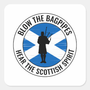 Bagpipe Player Musical Bagpiper Scottish Funny Quadratischer Aufkleber