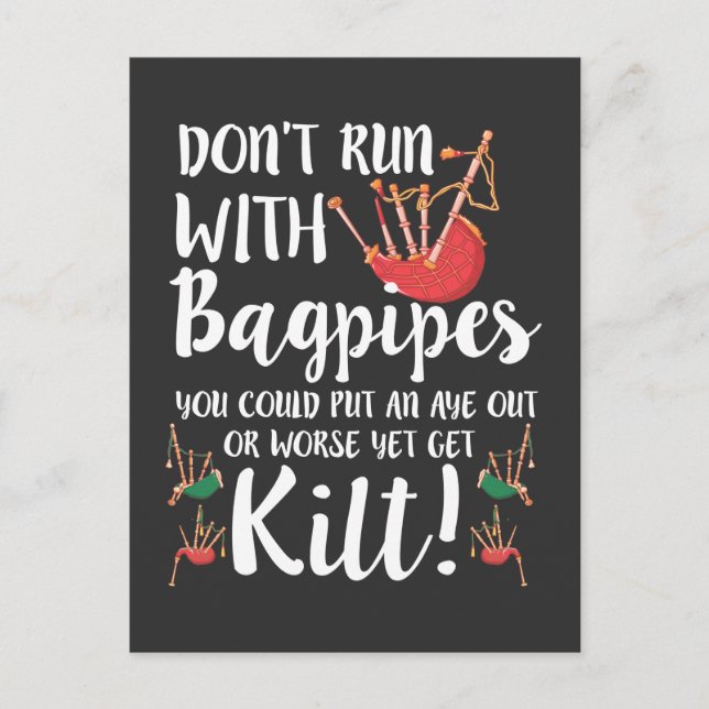 Bagpipe Quote Kilt Music Scotland Bagpiping Spaß Postkarte (Vorderseite)