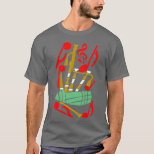 Bagpipe Red Musiknotens Friends T-Shirt