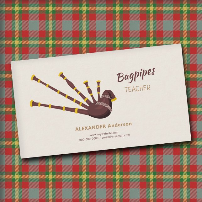 Bagpipe Teacher Visitenkarte (Bagpipes Teacher Business Card)