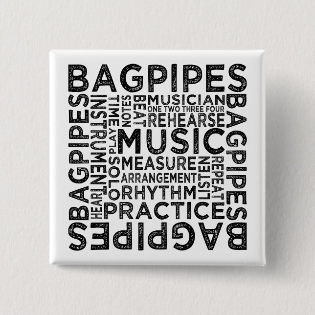 Bagpipe Typografie Button (Vorderseite)