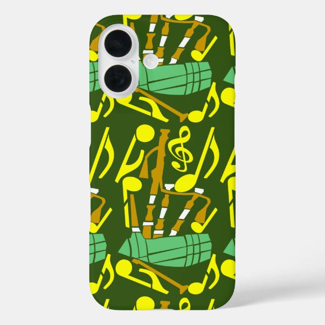 Bagpipe Yellow Musiknotens iPhone 16 Hülle (Rückseite)