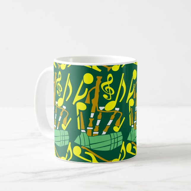 Bagpipe Yellow Musiknotens Kaffeetasse (Vorderseite Links)