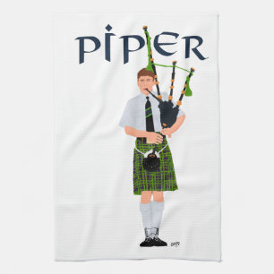 Bagpiper - Grüner Kilt Handtuch