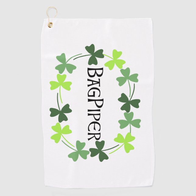 Bagpiper Kleeblatt Oval Golfhandtuch (Vorderseite)