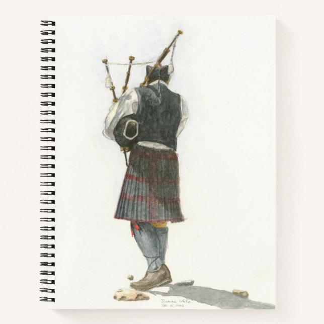 Bagpiper on Beach Spiral Notebook Notizbuch (Vorderseite)