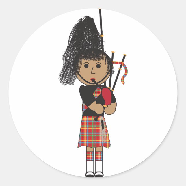 Bagpiper Runder Aufkleber (Vorderseite)