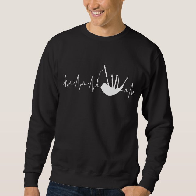 Bagpipes Heartbeat Musician Bagpipe Player Sweatshirt (Vorderseite)