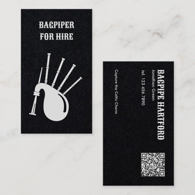 Bagpiping QR Code Visitenkarte (Vorne/Hinten)
