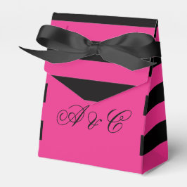 Bags für das Gastgeschenk Hot Pink & Black Strips Geschenkschachtel