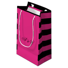 Bags für das Party Hot Pink & Black Strips Kleine Geschenktüte