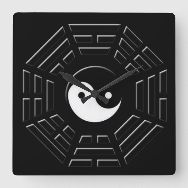 Bagua  Wall Clock Quadratische Wanduhr (Vorderseite)