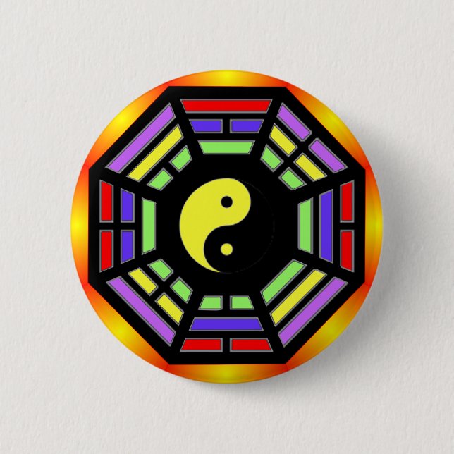 Bagua Yin Yang Geschenke Button (Vorderseite)