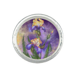 Bague Belle Fleur d'Iris - Peinture d'Art Migned