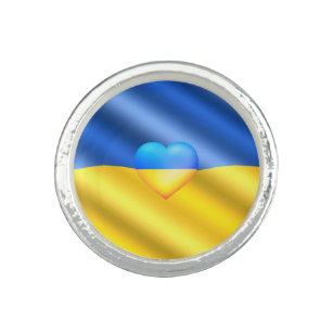 Bague Drapeau De L'Ukraine - Liberté - Paix - Solidarité