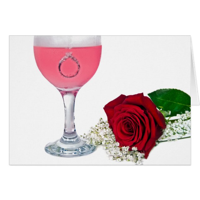 bague en diamant en boisson avec rose (Devant horizontal)