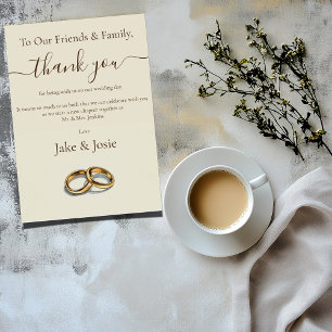 Bagues de mariage d'or merci Table Card
