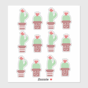 Baguette Cactus Cactus Plantes Pots Set Sticker